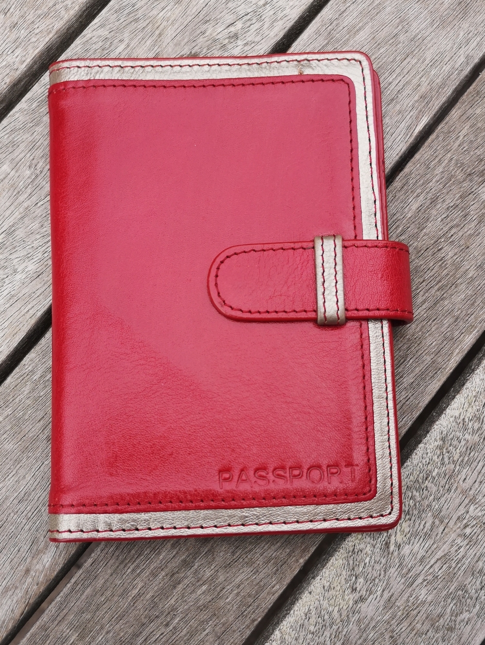Danier red leather passport holder